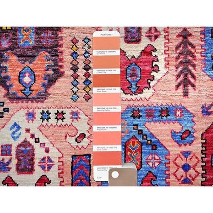 Kazak Wool Hand Knotted Rug Orange 5.1x7.3 -O0592