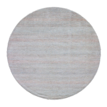 Modern and Contemporary Wool & Silk Hand Knotted Rug Pink No Border 8.0X8.0 -O059313