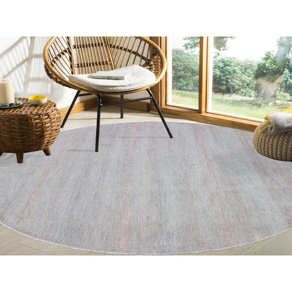 Modern and Contemporary Wool & Silk Hand Knotted Rug Pink No Border 8.0X8.0 -O059313