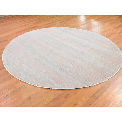 Modern and Contemporary Wool & Silk Hand Knotted Rug Pink No Border 8.0X8.0 -O059313
