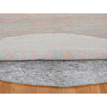 Modern and Contemporary Wool & Silk Hand Knotted Rug Pink No Border 8.0X8.0 -O059313