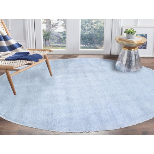 Modern and Contemporary Wool & Silk Hand Knotted Rug Grey No Border 7.10X7.10 -O059315