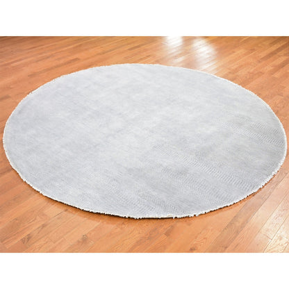 Modern and Contemporary Wool & Silk Hand Knotted Rug Grey No Border 7.10X7.10 -O059315