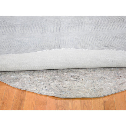 Modern and Contemporary Wool & Silk Hand Knotted Rug Grey No Border 7.10X7.10 -O059315