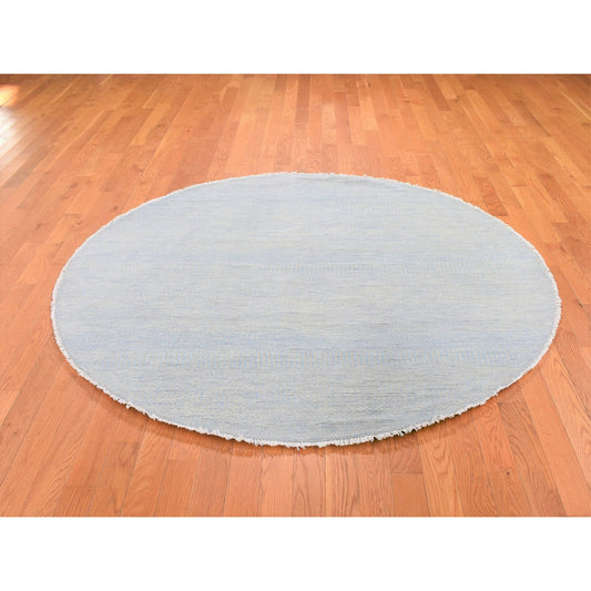 Modern and Contemporary Wool & Silk Hand Knotted Rug Blue No Border 6.0X6.0 -O059318