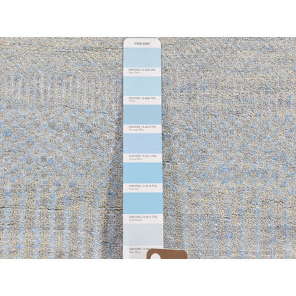 Modern and Contemporary Wool & Silk Hand Knotted Rug Blue No Border 6.0X6.0 -O059318