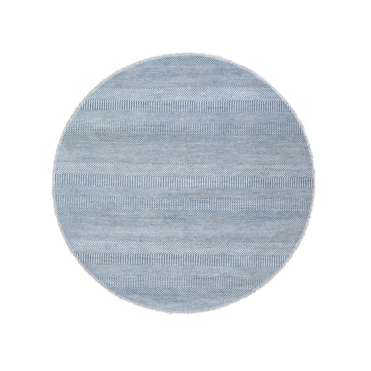 Modern and Contemporary Wool & Silk Hand Knotted Rug Grey No Border 6.0X6.0 -O059322