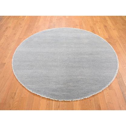 Modern and Contemporary Wool & Silk Hand Knotted Rug Grey No Border 6.0X6.0 -O059322