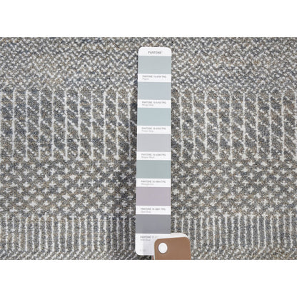 Modern and Contemporary Wool & Silk Hand Knotted Rug Grey No Border 6.0X6.0 -O059322