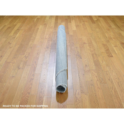 Modern and Contemporary Wool & Silk Hand Knotted Rug Grey No Border 6.0X6.0 -O059322
