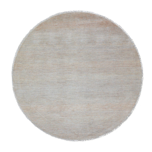Modern and Contemporary Wool & Silk Hand Knotted Rug Orange Not Border 6.0X6.0 -O059332