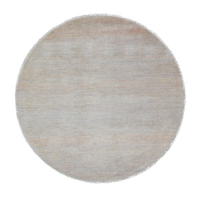 Modern and Contemporary Wool & Silk Hand Knotted Rug Orange Not Border 6.0X6.0 -O059332