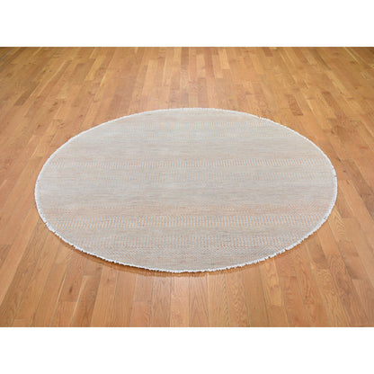Modern and Contemporary Wool & Silk Hand Knotted Rug Orange Not Border 6.0X6.0 -O059332
