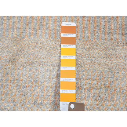 Modern and Contemporary Wool & Silk Hand Knotted Rug Orange Not Border 6.0X6.0 -O059332