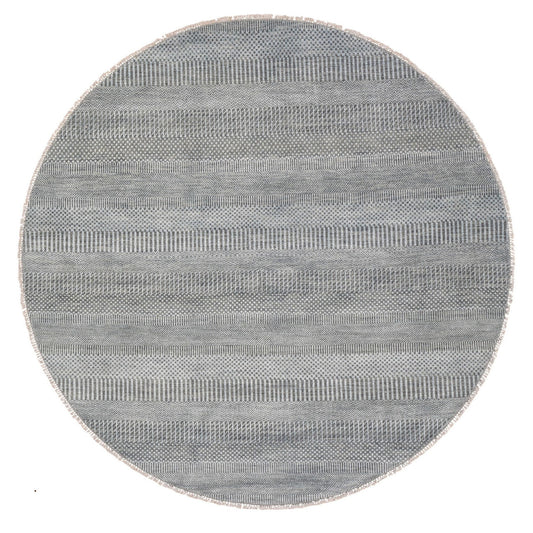 Modern and Contemporary Wool & Silk Hand Knotted Rug Grey No Border 6.0X6.0 -O059333