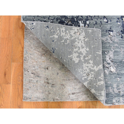 Modern and Contemporary Wool & Silk Hand Knotted Rug Grey Not Border 2.6X10.0 -O059348