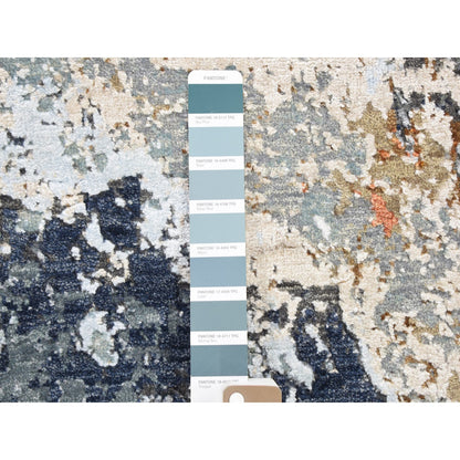 Modern and Contemporary Wool & Silk Hand Knotted Rug Grey Not Border 2.6X10.0 -O059348