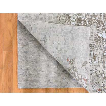 Modern and Contemporary Wool & Silk Hand Knotted Rug Grey Not Border 2.6X12.1 -O059349