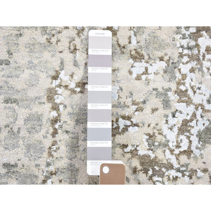 Modern and Contemporary Wool & Silk Hand Knotted Rug Grey Not Border 2.6X12.1 -O059349