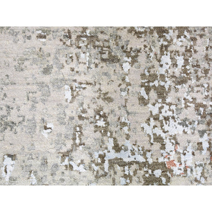 Modern and Contemporary Wool & Silk Hand Knotted Rug Grey Not Border 2.6X12.1 -O059349