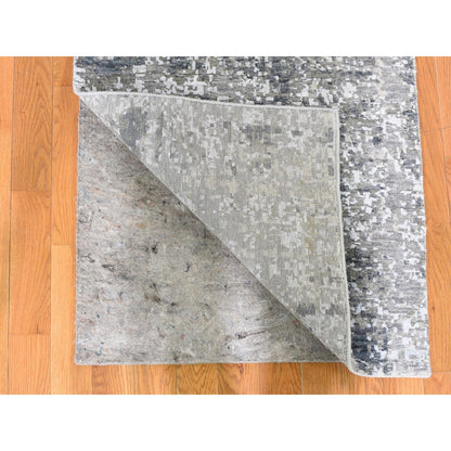 Modern and Contemporary Wool & Silk Hand Knotted Rug Ivory Not Border 2.5X12.1 -O059354