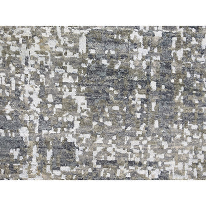 Modern and Contemporary Wool & Silk Hand Knotted Rug Ivory Not Border 2.5X12.1 -O059354