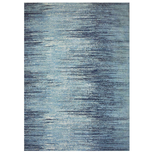 Modern and Contemporary Wool Hand Knotted Rug Blue No Border 10.1X14.1 -O059356