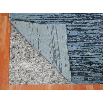 Modern and Contemporary Wool Hand Knotted Rug Blue No Border 10.1X14.1 -O059356