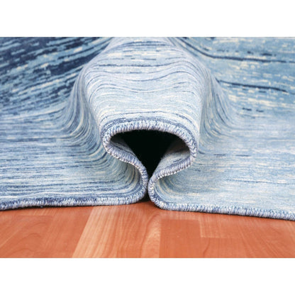 Modern and Contemporary Wool Hand Knotted Rug Blue No Border 10.1X14.1 -O059356