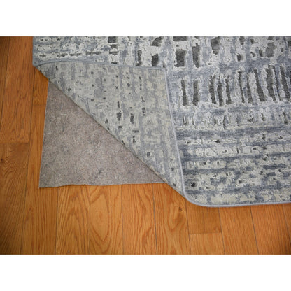 Transitional Wool & Silk Hand Knotted Rug Grey Not Borde 9.0X12.1 -O059369