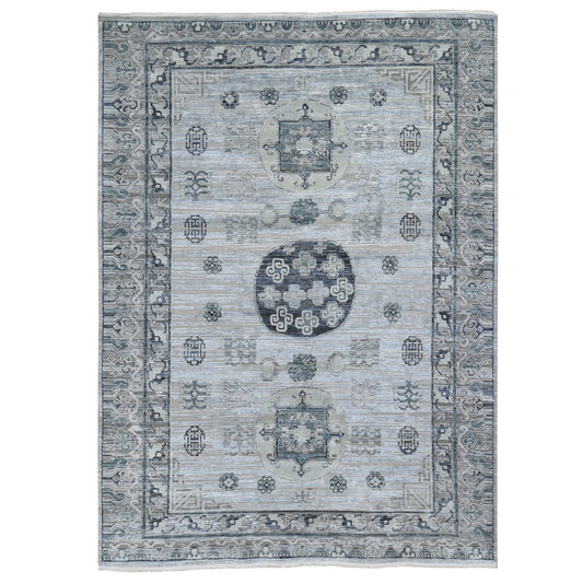 Wool and Silk Wool & Silk Hand Knotted Rug Grey No Border 8.10X12.1 -O059370
