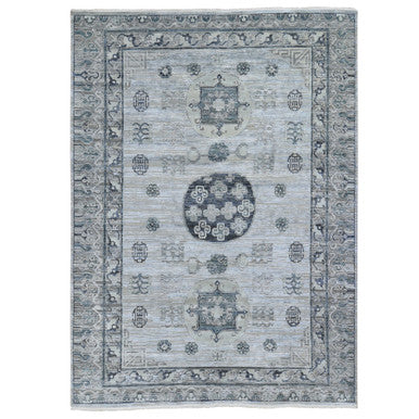 Wool and Silk Wool & Silk Hand Knotted Rug Grey No Border 8.10X12.1 -O059370