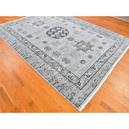 Wool and Silk Wool & Silk Hand Knotted Rug Grey No Border 8.10X12.1 -O059370