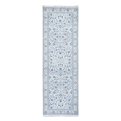 Fine Oriental Wool Hand Knotted Rug Ivory Ivory 2.8X8.3 -O059389