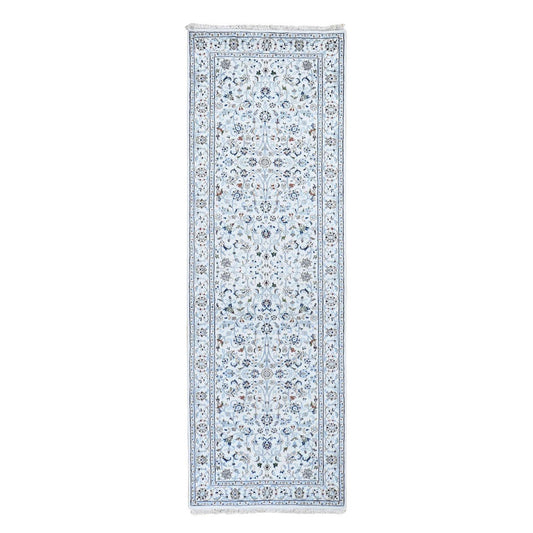 Fine Oriental Wool Hand Knotted Rug Ivory Ivory 2.8X8.3 -O059389