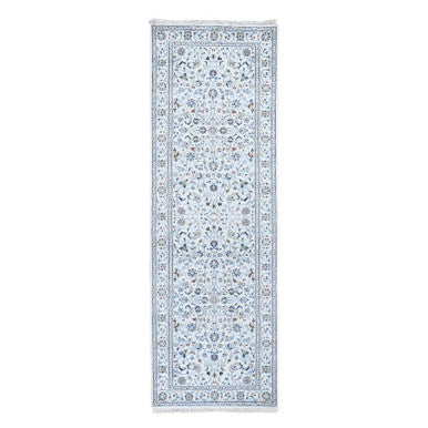 Fine Oriental Wool Hand Knotted Rug Ivory Ivory 2.8X8.3 -O059389