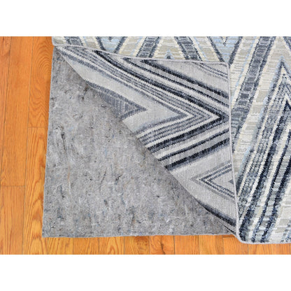 Modern and Contemporary Wool & Silk Hand Knotted Rug Ivory No Border 8.9X12.2 -O059437