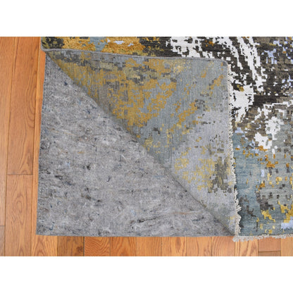 Modern and Contemporary Wool & Silk Hand Knotted Rug Grey No Border 12.0X18.2 -O059438