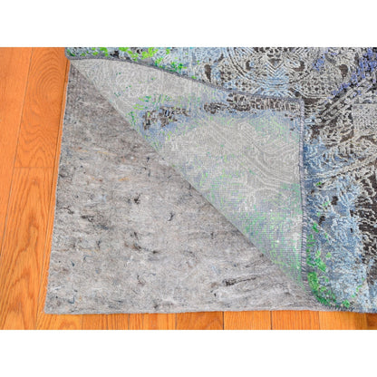Modern and Contemporary Wool Hand Knotted Rug Green No Border 9.0X12.6 -O059459