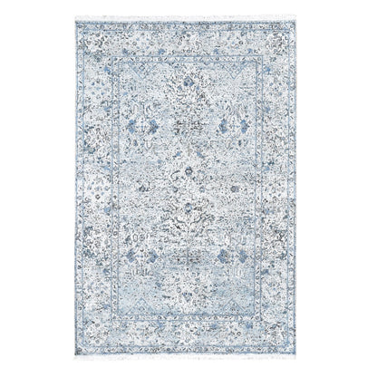 Transitional Wool & Silk Hand Knotted Rug Blue No Border 6.0X9.3 -O059478