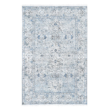 Transitional Wool & Silk Hand Knotted Rug Blue No Border 6.0X9.3 -O059478