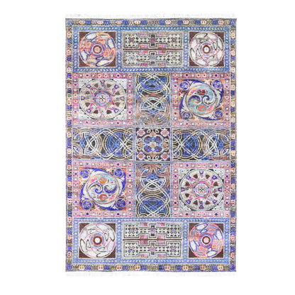 Clearance Wool & Silk Hand Knotted Rug Blue No Border 6.1X9.0 -O059480
