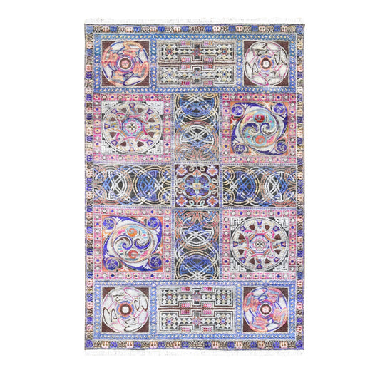 Clearance Wool & Silk Hand Knotted Rug Blue No Border 6.1X9.0 -O059480