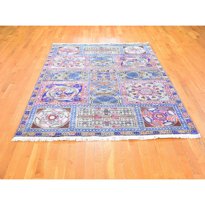 Clearance Wool & Silk Hand Knotted Rug Blue No Border 6.1X9.0 -O059480
