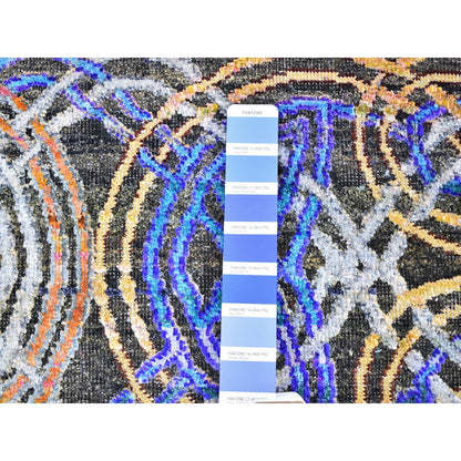 Clearance Wool & Silk Hand Knotted Rug Blue No Border 6.1X9.0 -O059480