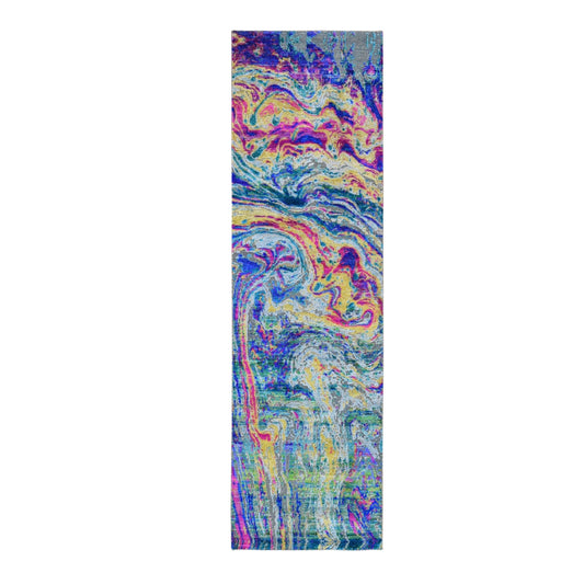 Modern and Contemporary Wool & Silk Hand Knotted Rug Yellow No Border 3.0X10.0 -O059483