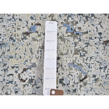 Transitional Wool & Silk Hand Knotted Rug Blue No Border 2.5X5.10 -O059484
