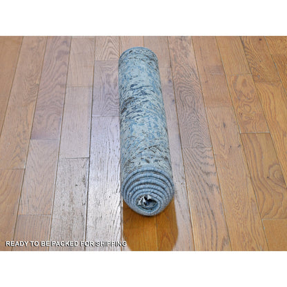 Transitional Wool & Silk Hand Knotted Rug Blue No Border 2.5X5.10 -O059484