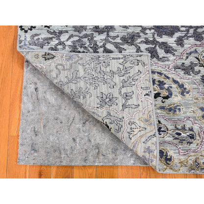 Transitional Wool & Silk Hand Knotted Rug Grey No Border 3.0X5.3 -O059486