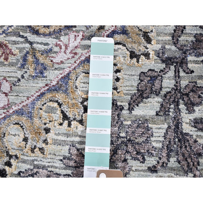 Transitional Wool & Silk Hand Knotted Rug Grey No Border 3.0X5.3 -O059487